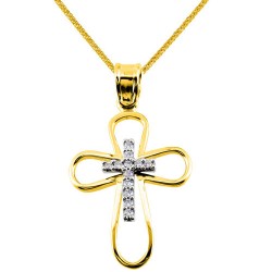 Χρυσός βαπτιστικός σταυρός Κ14 με αλυσίδα